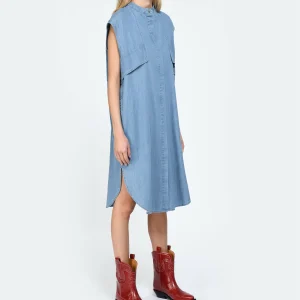 fashion pas cher Roseanna Robe Coton Bleu 10