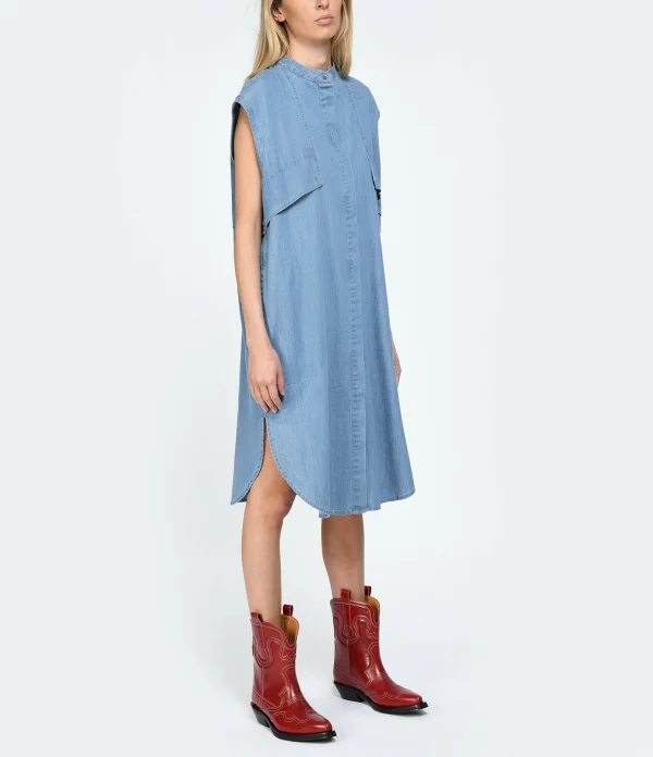 fashion pas cher Roseanna Robe Coton Bleu 4