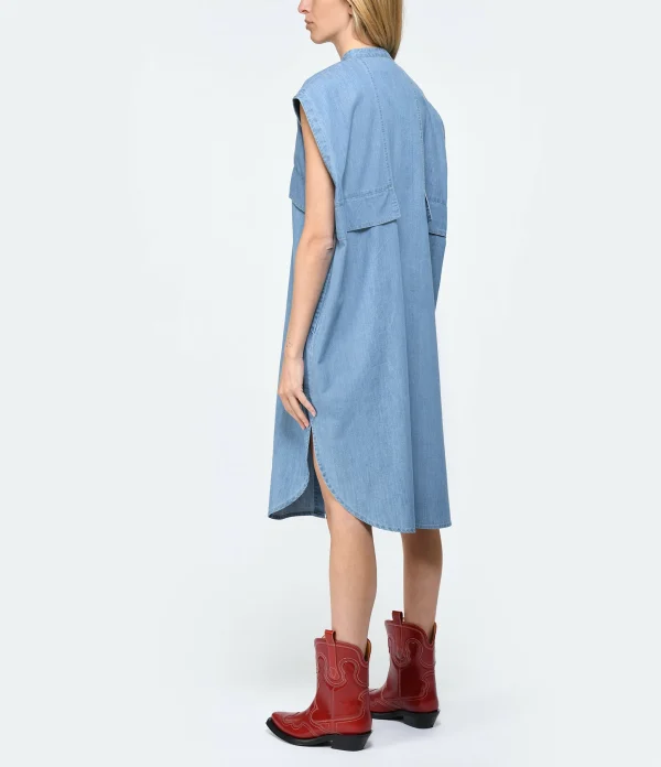 fashion pas cher Roseanna Robe Coton Bleu 5