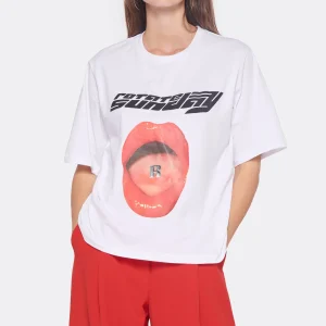 magasins pas chers ROTATE Tee-shirt Lips Coton Blanc, Capsule Sunday 11