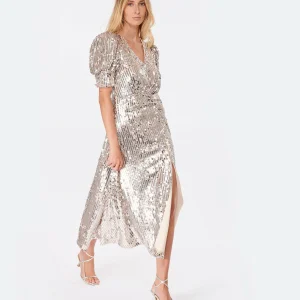 marque pas cher ROTATE Robe Sierina Sequin Argenté 13