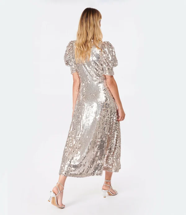 site en ligne ROTATE Robe Sierina Sequin Argenté 6