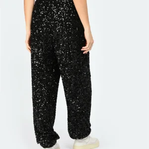 ROTATE Pantalon Taille Haute Sequins Noir officiel 16