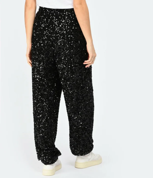 ROTATE Pantalon Taille Haute Sequins Noir officiel 6