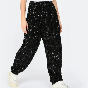 ROTATE Pantalon Taille Haute Sequins Noir officiel 14