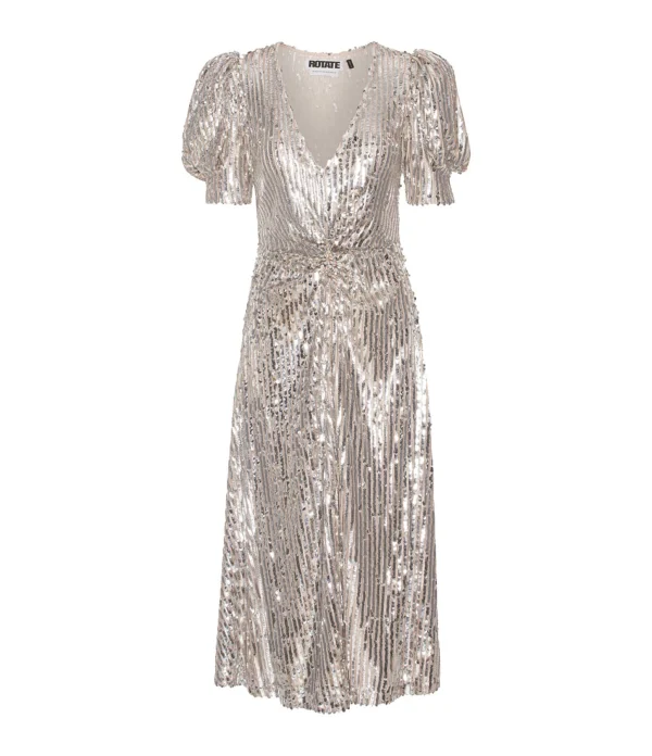 marque pas cher ROTATE Robe Sierina Sequin Argenté 1