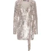 ROTATE Robe Wrap Bridget Sequin Argenté acheter 14