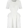 soldes officiel SELF PORTRAIT Robe Broderie Anglaise Coton Blanc 14