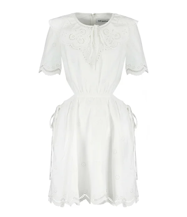 SELF PORTRAIT Robe Broderie Anglaise Coton Blanc De super promotions disponibles 1