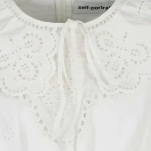 soldes officiel SELF PORTRAIT Robe Broderie Anglaise Coton Blanc 9