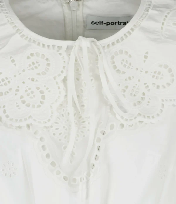 SELF PORTRAIT Robe Broderie Anglaise Coton Blanc De super promotions disponibles 3