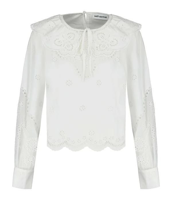 SELF PORTRAIT Blouse Broderie Anglaise Coton Blanc Authentic Original licence 1