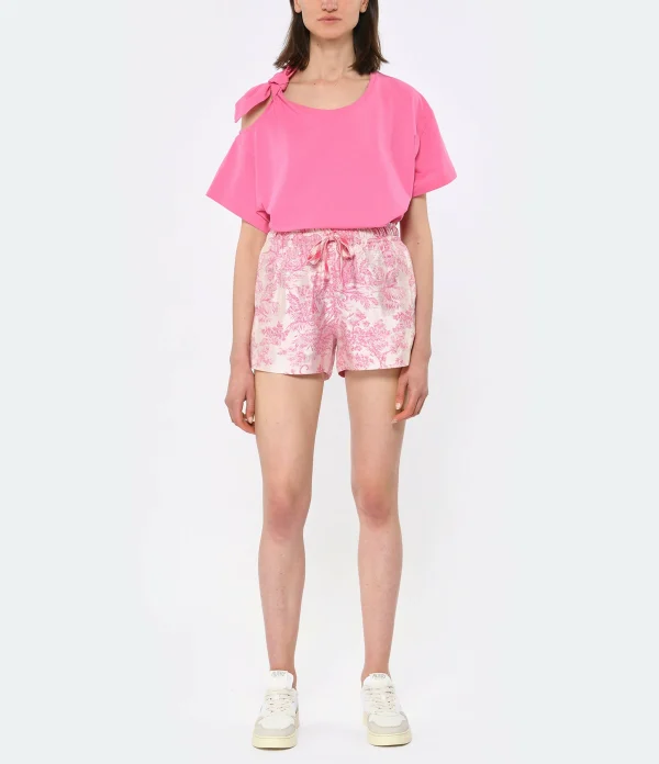 boutique pas cher Tara Jarmon Tee-shirt Tarabow Coton Rose 7