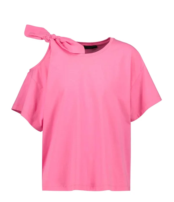 boutique pas cher Tara Jarmon Tee-shirt Tarabow Coton Rose 1