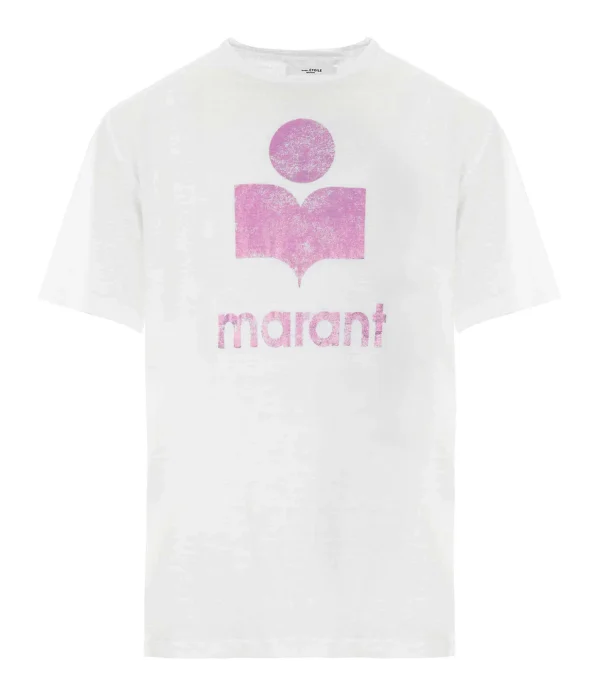 MARANT ÉTOILE Tee-shirt Zewel Lin Rose Blanc soldes en ligne 1