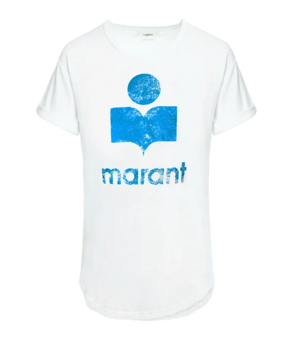 outlet MARANT ÉTOILE Tee-shirt Koldi Lin Blanc Bleu 1