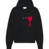 AMI Paris Pull Hoodie Unisexe Ami De Cœur Laine Noir Rouge Protections acheteurs 19