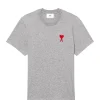 grande promotion AMI Paris Tee-shirt Unisexe Ami De Cœur Coton Biologique Gris Chiné Rouge 10