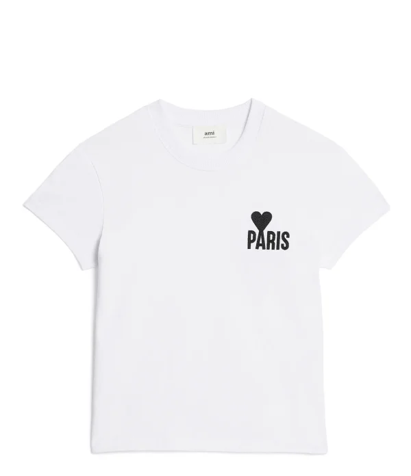 AMI Paris Tee-shirt Unisexe Coton Biologique Blanc excellent qulity 1