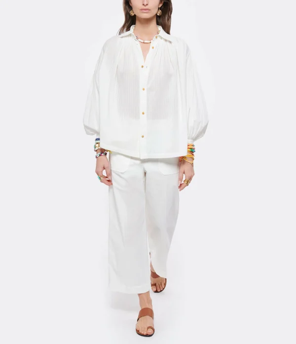 grande popularité Vanessa Bruno Pantalon Helias Coton Blanc 7