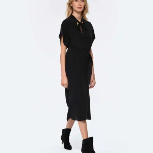 Vanessa Bruno Robe Midi Amarilla Soie Noir en promotion 10