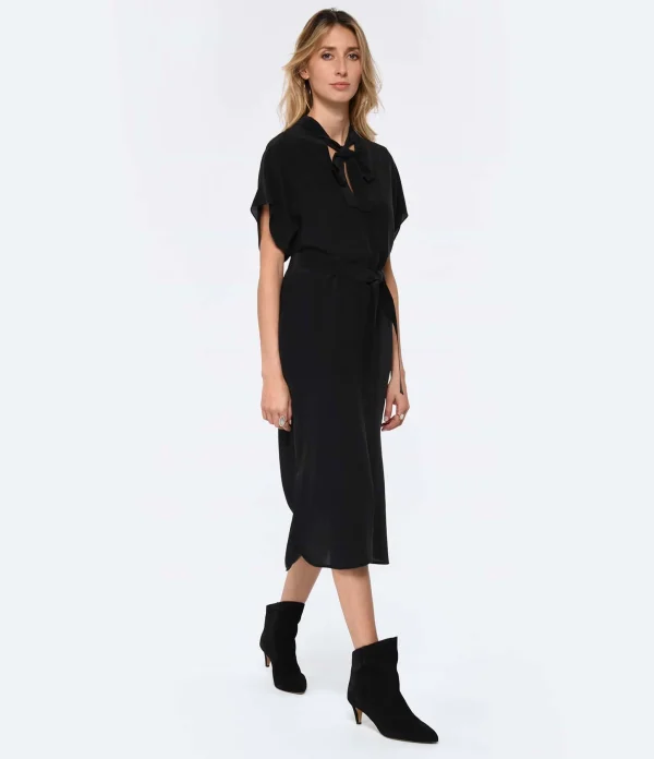 Vanessa Bruno Robe Midi Amarilla Soie Noir en promotion 4