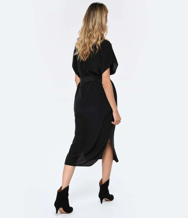 Vanessa Bruno Robe Midi Amarilla Soie Noir en promotion 5