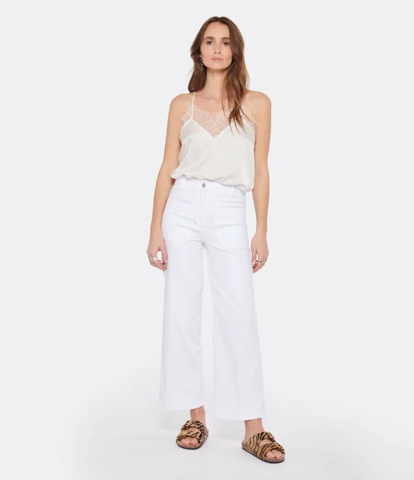 pas cher Vanessa Bruno Pantalon Helias Coton Blanc 4