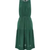 Vanessa Bruno Robe Midi Roema Lin Vert Fonce magasins pour 14