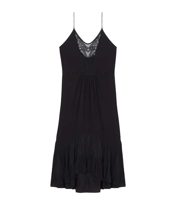 IRO Robe Midi Cliff Soie Noir en vente 1