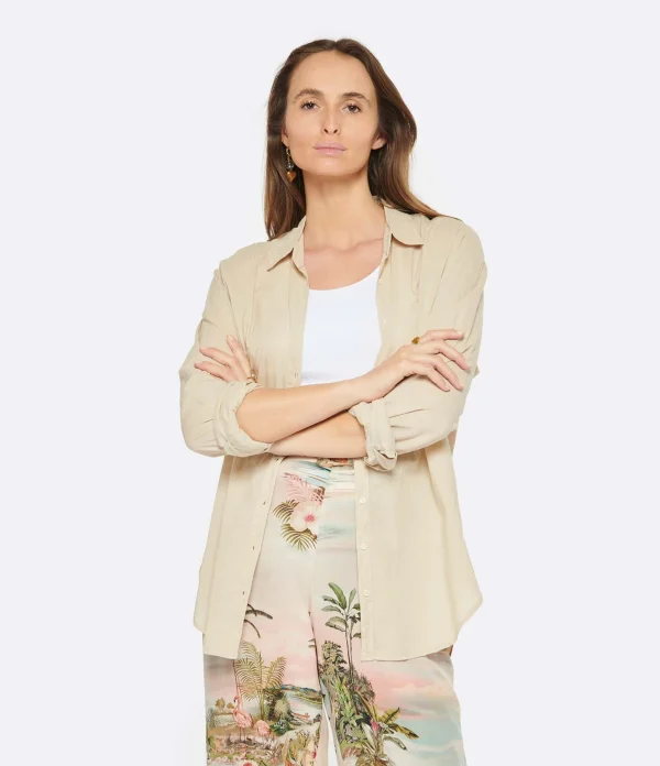 XIRENA Chemise Beau Coton Beige achat pas cher 4