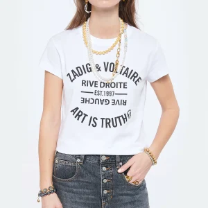 Top ventes Zadig & Voltaire Tee-shirt Walk Blason Coton Blanc 10