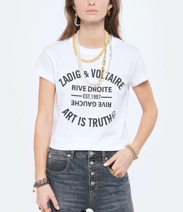 Top ventes Zadig & Voltaire Tee-shirt Walk Blason Coton Blanc 4