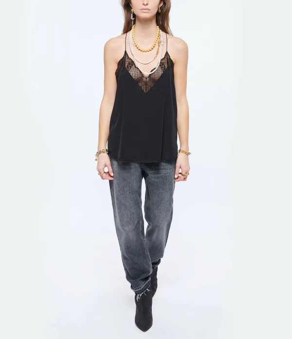 Zadig & Voltaire Top Caraco Christy Soie Noir boutique paris 4