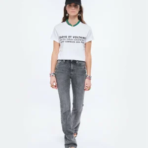 Top ventes Zadig & Voltaire Tee-shirt Zoe ZV Address Coton Blanc 13