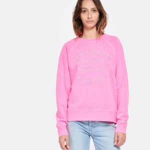 Zadig & Voltaire Sweatshirt Upper Blason Coton Rose Fluo remise en ligne 11