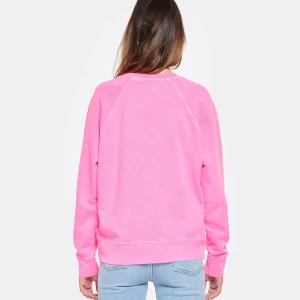 Zadig & Voltaire Sweatshirt Upper Blason Coton Rose Fluo remise en ligne 13