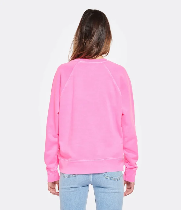 Zadig & Voltaire Sweatshirt Upper Blason Coton Rose Fluo remise en ligne 5