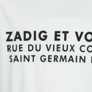 Top ventes Zadig & Voltaire Tee-shirt Zoe ZV Address Coton Blanc 9