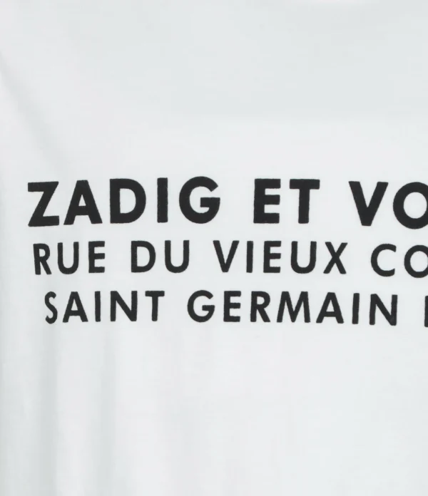 Top ventes Zadig & Voltaire Tee-shirt Zoe ZV Address Coton Blanc 3