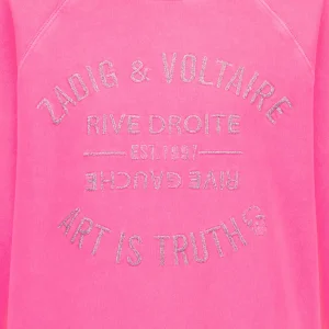 Zadig & Voltaire Sweatshirt Upper Blason Coton Rose Fluo remise en ligne 9