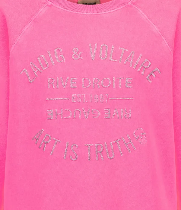 Zadig & Voltaire Sweatshirt Upper Blason Coton Rose Fluo remise en ligne 3