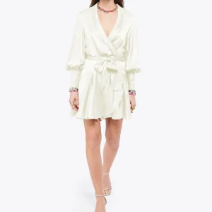 acheter en ligne Zimmermann Robe Wrap Soie Crème 10