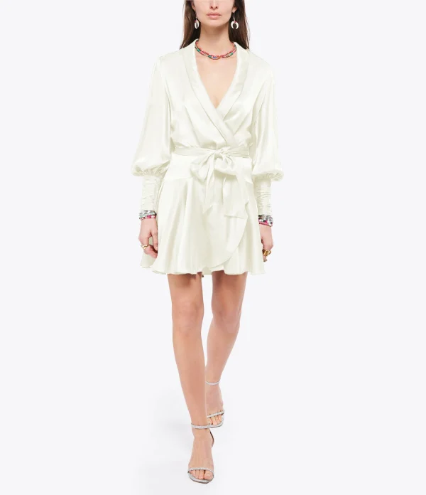 acheter en ligne Zimmermann Robe Wrap Soie Crème 4