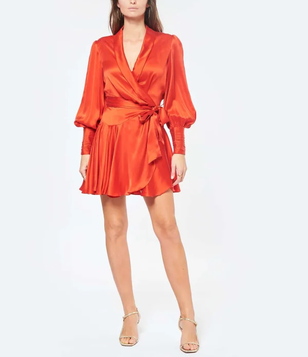 Zimmermann Robe Wrap Soie Rouge Retour Facile et Gratuit 4