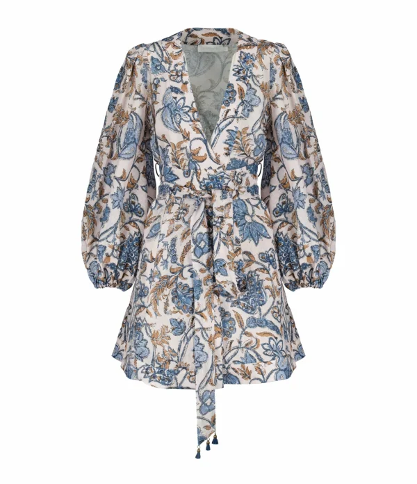 Zimmermann Robe Vitali Lin Fleuri Bleuet a Prix Discount 1