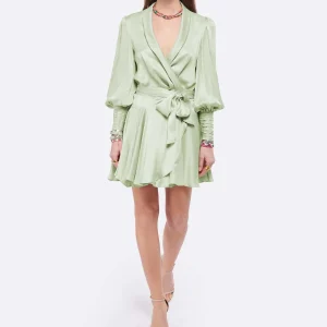 Zimmermann Robe Wrap Soie Vert Clair Réductions 10