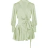 Zimmermann Robe Wrap Soie Vert Clair Réductions 14