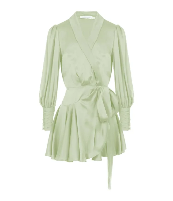 Zimmermann Robe Wrap Soie Vert Clair Réductions 1